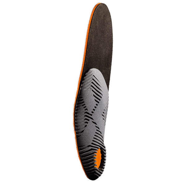 The underside of a Sport-style shoe insole, including the 3D printed heel and arch support